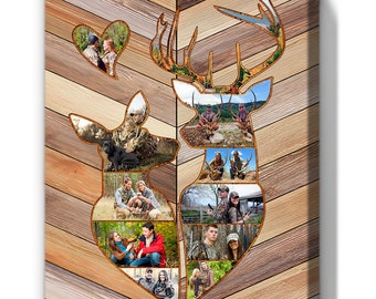Personalized Deer Hunting | Custom Couples Collage Canvas, Anniversary Gift, Gift for Valentines, Deer Hunting Gift, Best Gift For Valentine
