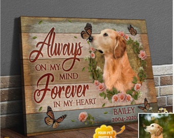 Cópias em tela personalizadas, memorial personalizado para fotos de animais de estimação, presentes comemorativos para perda de animais de estimação, perda de presente de simpatia para animais de estimação, pintura em tela de cachorro