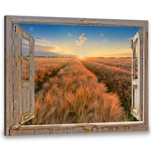 Canvas Prints | Rustic Home Decor | Faux Window Canvas | Nature canvas art | Farmhouse window| Landscape Wall Art | Barn decor | Wall decor