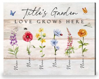 Mothers Day Gift | Personalized Gift | Mother Gift | Gift For Grandma | Grandma's Garden Canvas | Floral Wall Art | Custom Canvas |Art Print