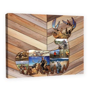 Toile de collage de chasse personnalisée, souvenirs de chasse au chevreuil personnalisés, cadeau de Noël pour papa, cadeau de chasse au chevreuil, meilleur cadeau pour les chasseurs de chevreuils