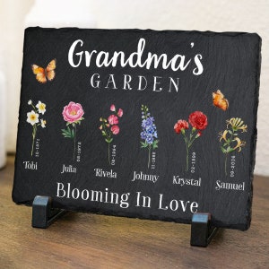 Personalized Garden Stone | Gift For Her | Mother&#39;s Day Gift | Birthday Gift  | Personalized Gift | Gift For Grandma | Birth Flower Gift Mom