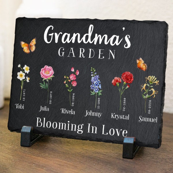 Personalized Garden Stone | Gift For Her | Mother's Day Gift | Birthday Gift  | Personalized Gift | Gift For Grandma | Birth Flower Gift Mom