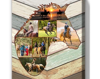Collage de fotos de caballos personalizado, regalo para jinetes, regalo de caballo para una niña, foto de caballo, regalo de caballo para ella