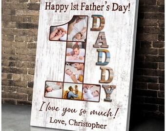Happy First Father’s Day Gift – Custom Photo Collage Canvas Print