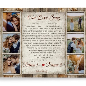 Song Lyrics Wall Art Wedding Song Lyrics Gift Customized Gift For Anniversary Personalized Canvas For Couples, Vintage Wall Art, Couple Gift
