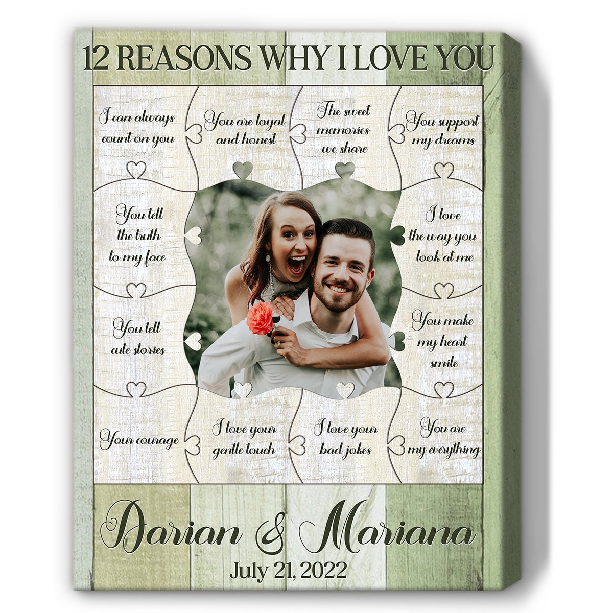 Anniversary Gift for Boyfriend Christmas Gift 12 Reasons Why I Love You  With Acrylic Photo Wooden Personalized Valentine's Day Gifts 