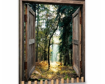 Pintura De Lienzo, Arte De Pared Del Bosque, Impresión De Lienzo, Lienzo De Ventana Falsa, Hermosa Escena Del Bosque Con La Luz Del Sol, Arte Para La Decoración Del Hogar, Decoración De Arte