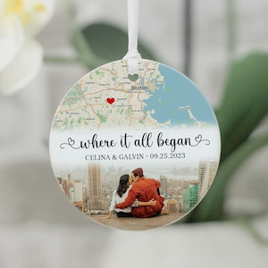Wonderful Wedding’s Day Gift Custom Map Ceramic Ornament For Couple Engaged Gift Ceramic Ornament, Couple Christmas Ornament