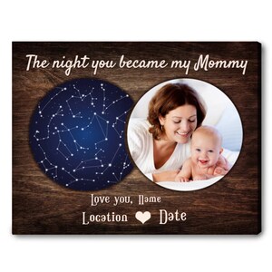 Mom Gift / Star Map On Canvas / Custom Star Map Mom / Custom Night Sky / Personalized Constellation Map / The Night We Met / Night Sky Print