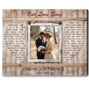 Song Lyrics Wall Art, Music Lyrics Wall Art, Custom Photo Canvas, Personalized Canvas For Couples, Vintage Wall Art, Couple Gifts