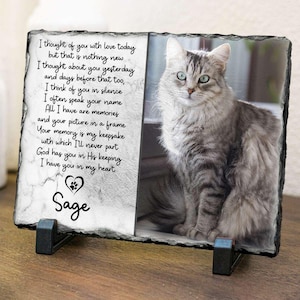 Sentimenteel cadeau kat verlies gepersonaliseerde herdenkingsfoto leisteen, grafsteen huisdier graf, aangepaste huisdier herdenkingscadeaus voor verlies van kat