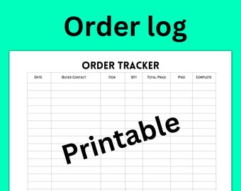 order tracker, order log, sales log, sales tracker, record of sales, order keeper, order chart, printable order tracker, digital download