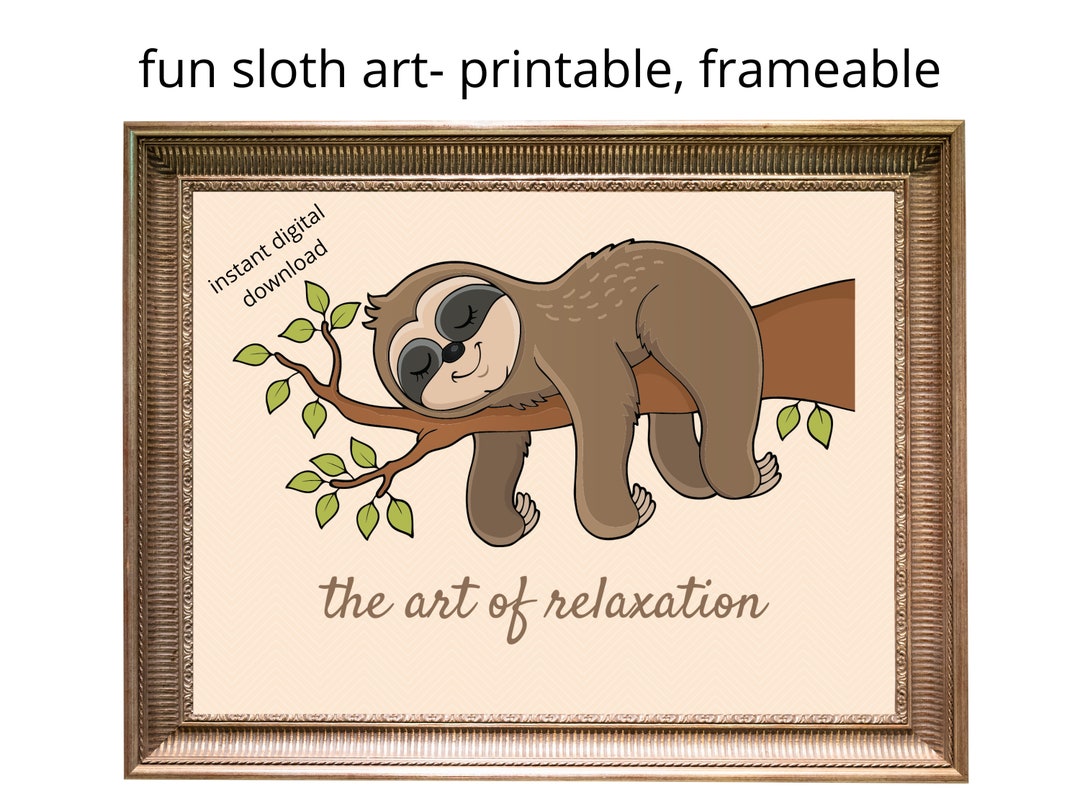 Sloth Wall Art, Printable Sloth Art, Sloth Printable, Gift for Sloth ...