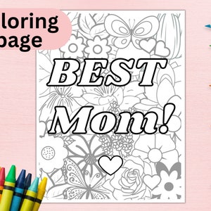 Cartão de feliz dia das mães da criança, Página para colorir para imprimir para a mãe da criança, Folha para colorir para o dia das mães, Cartão de criança para a mãe,