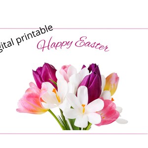 Joyeuses Pâques carte imprimable, carte de Pâques fleur, jolie carte de Pâques, carte de Pâques pour maman, carte de Pâques pour un ami, carte de Pâques pour femme