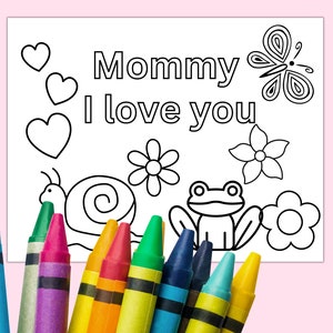 Happy Mother's Day card from child, Printable coloring page for mom from child, Coloring sheet for Mother's day, Child card to Mom, image 3