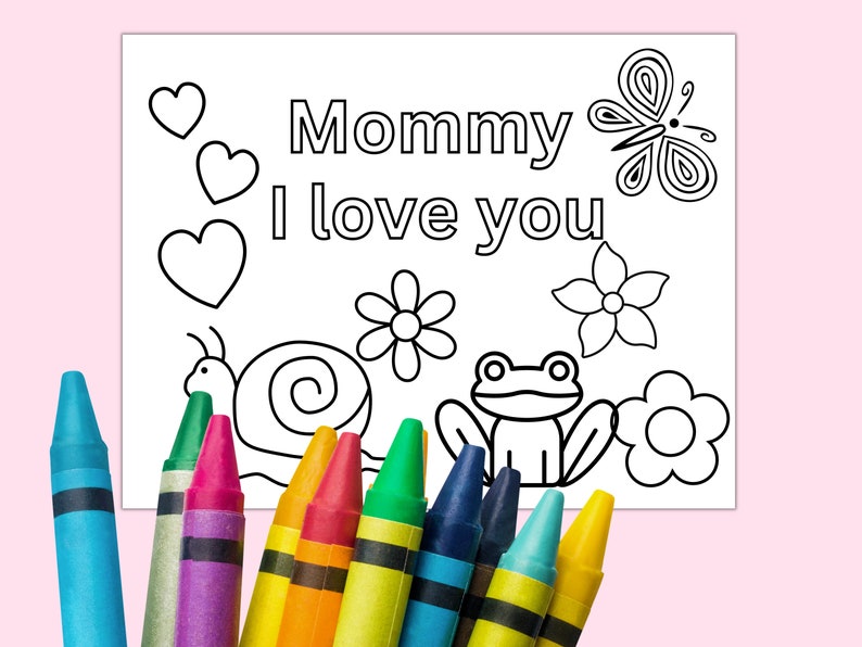 Happy Mother's Day card from child, Printable coloring page for mom from child, Coloring sheet for Mother's day, Child card to Mom, image 3