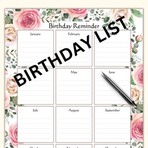 birthday tracker, birthday reminder, reminder of birthday, birthday reminder, birthday reminder calendar,  birthday calendar, birthday list