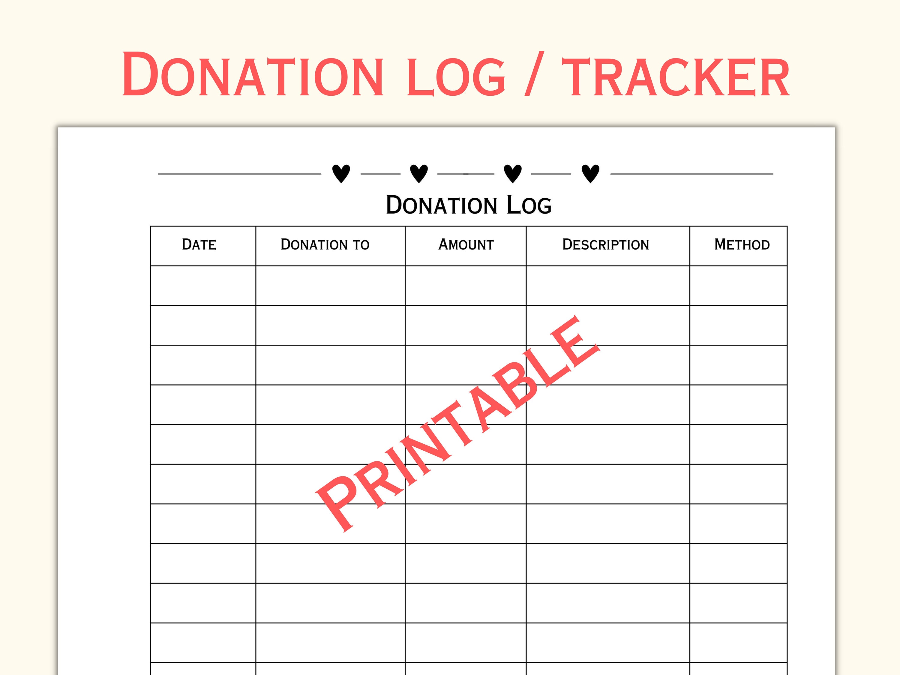 Donation Log, Donation Tracker, Tithe Log, Tithe Tracker, Offering