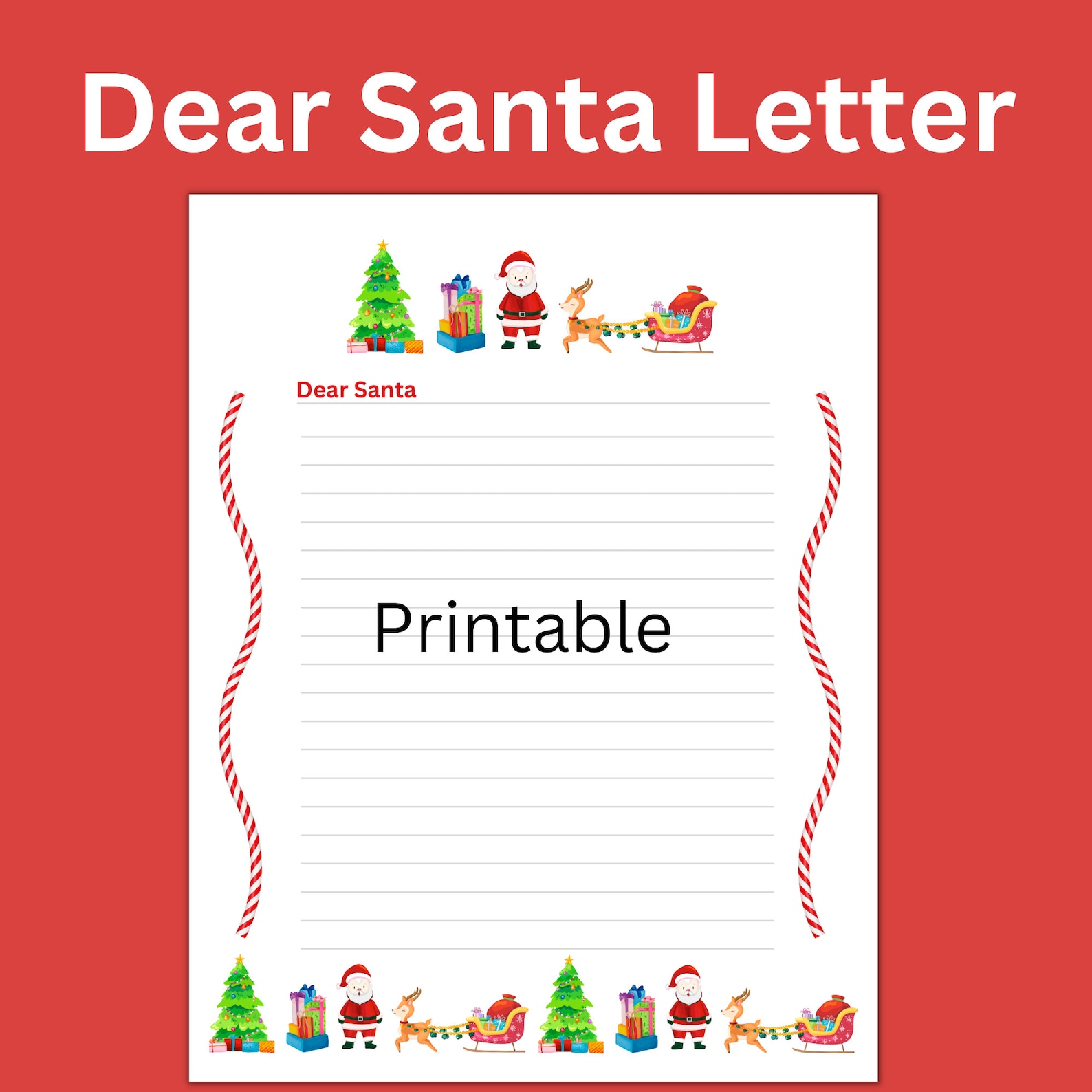 Santa Letter Printable Dear Santa Letter Letter to Santa Etsy