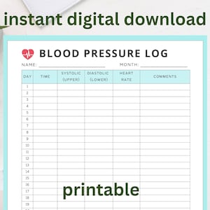 Bloeddrukgrafiek, bloeddruklogboek, bloeddruktracker, bloeddrukgrafiek afdrukbaar, bloeddruklogboek afdrukbaar, BP-dagboek