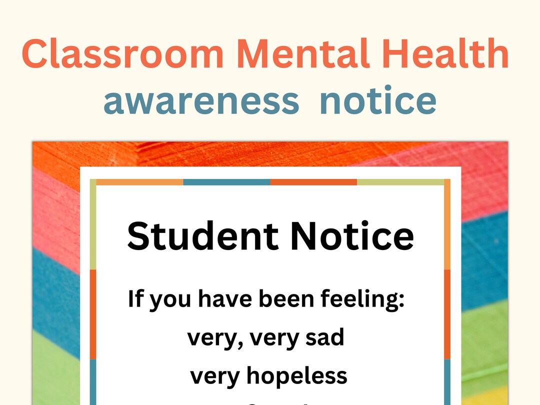 Student Notice Classroom, Mental Health Awareness Printable, Mental