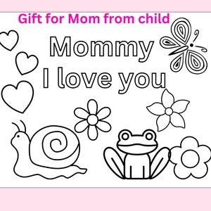 Happy Mother's Day card from child, Printable coloring page for mom from child, Coloring sheet for Mother's day, Child card to Mom, image 2