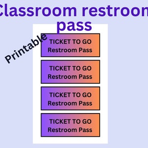 Badezimmerpass für Klassenzimmer, Flurpass, Toilettenpass, Schultoilettenpass zum ausdrucken, Ausweis für die Schule.