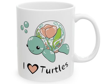 Taza de cerámica con forma de tortuga, regalo ideal para amantes de las tortugas (325 ml)