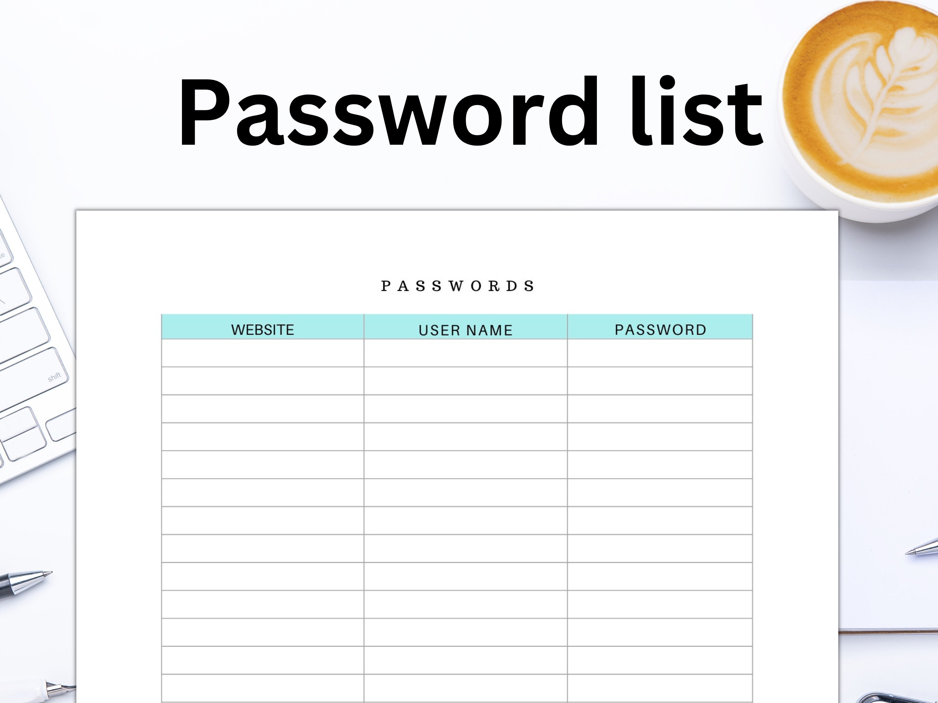 Password List, Password Log Printable, Password Manager, Password ...