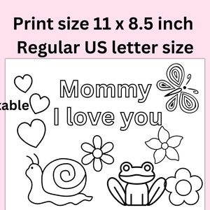 Happy Mother's Day card from child, Printable coloring page for mom from child, Coloring sheet for Mother's day, Child card to Mom, image 9