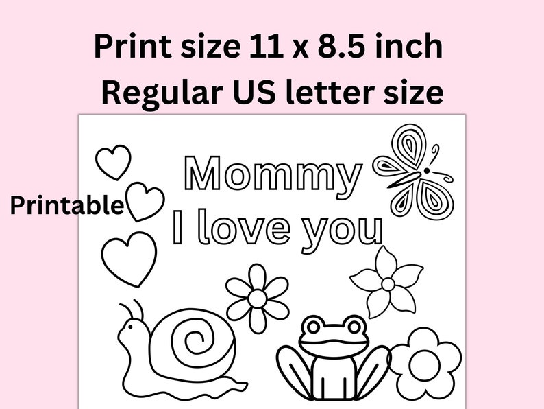 Happy Mother's Day card from child, Printable coloring page for mom from child, Coloring sheet for Mother's day, Child card to Mom, image 9