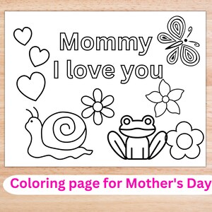 Happy Mother's Day card from child, Printable coloring page for mom from child, Coloring sheet for Mother's day, Child card to Mom, image 8