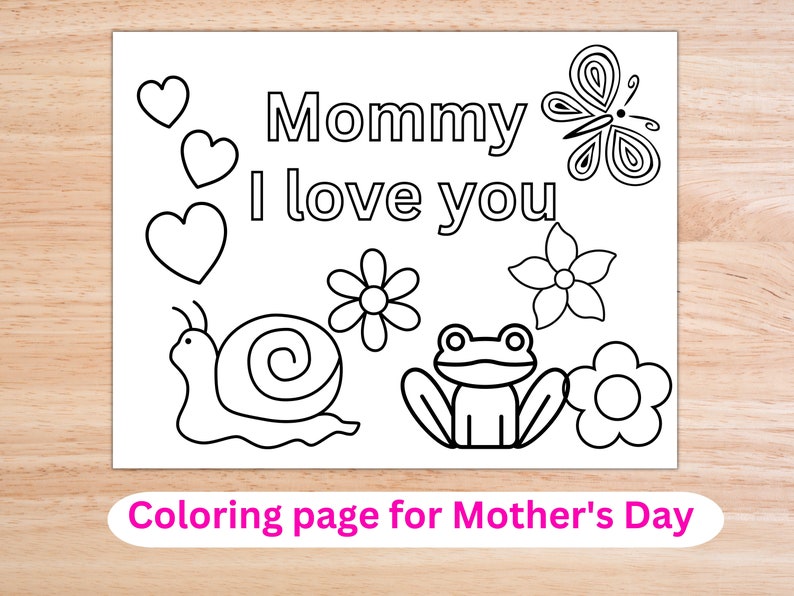 Happy Mother's Day card from child, Printable coloring page for mom from child, Coloring sheet for Mother's day, Child card to Mom, image 8