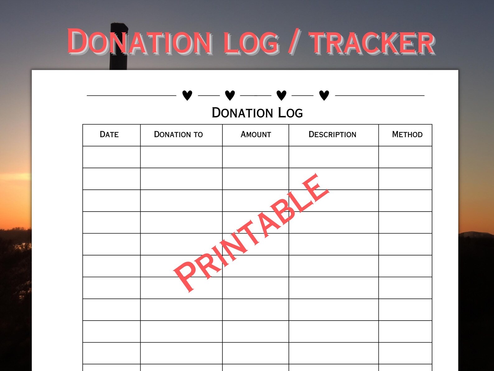 Tithe Log Free Printable Donation Log, Donation Tracker, Tithe Log, Tithe Tracker, Offering ...