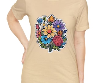 t-shirt flower lover, tee shirt for mom, tshirt for female, dorm shirt, casual t shirt, gift for Mom, gift for girlfriend, shirt flowers