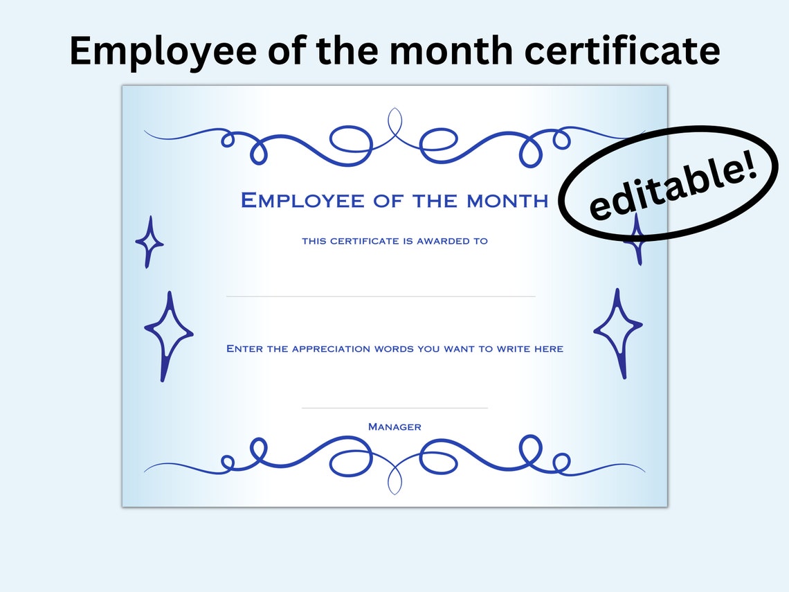 Employee of the Month Template, Employee of the Month Certificate