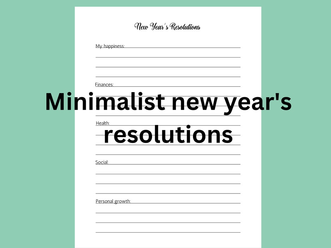 Minimalist New Year's Resolution Printable, New Years Resolutions, New ...