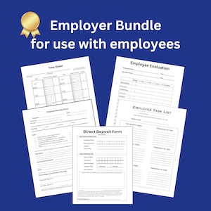 Stundenzettel, druckbare Stundenzettel, zweiwöchentlicher Stundenzettel, Auflistungsformular, Aufgabenliste, Mitarbeiterbewertung, direktes Einzahlungsformular, Employer Bundle