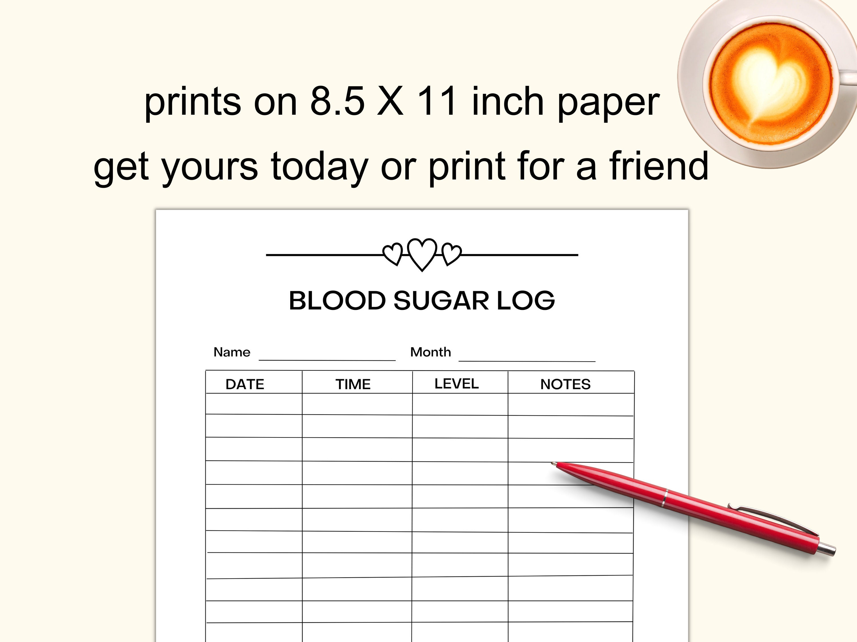 Blood Sugar Log, Blood Sugar Tracker, Blood Sugar Chart, Blood Sugar ...