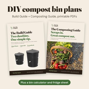 DIY Compost Bin Plans PDF,  Rodent Resistant,  No Turning,  Two Dustbin System, UK Metric