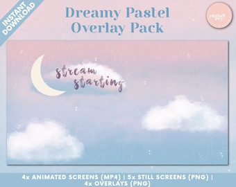 Dreamy Pastel Overlay Pack - 4 Animated Screens, 5 Still Screens, 4 Overlays
