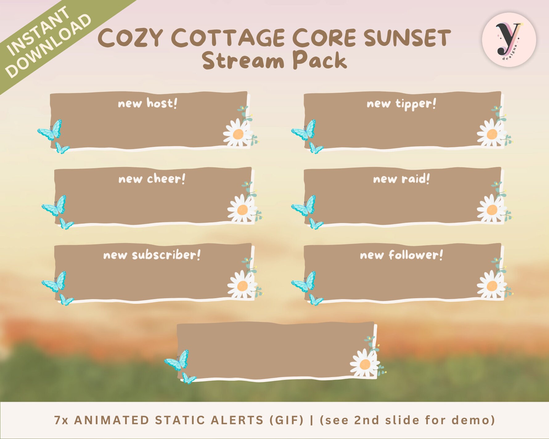Cozy Cottage Core Sunset Cat Twitch / Youtube Stream Pack Animated ...