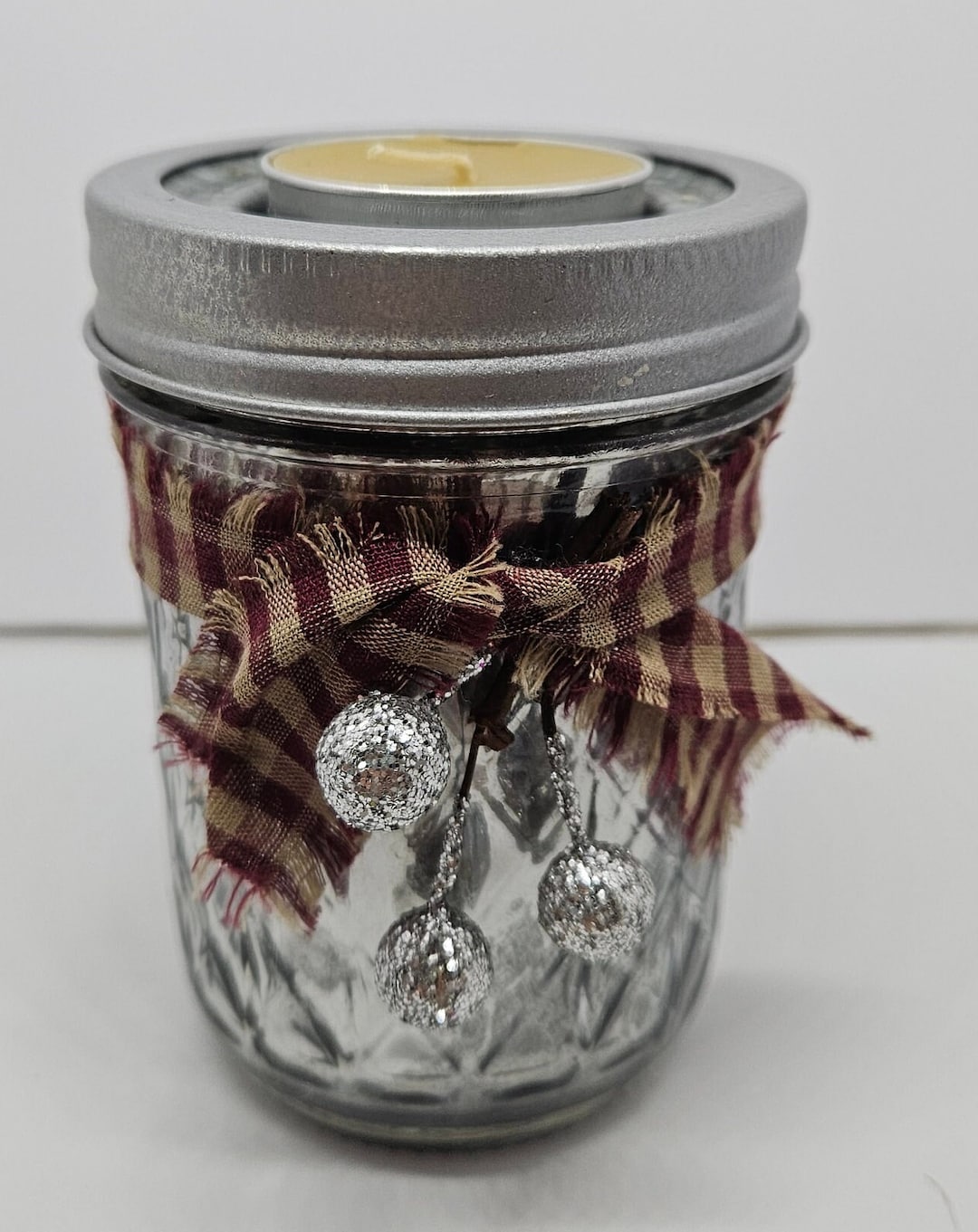 Bayberry Candle Tea Lights Primitive Mercury Glass Storage Jar Etsy