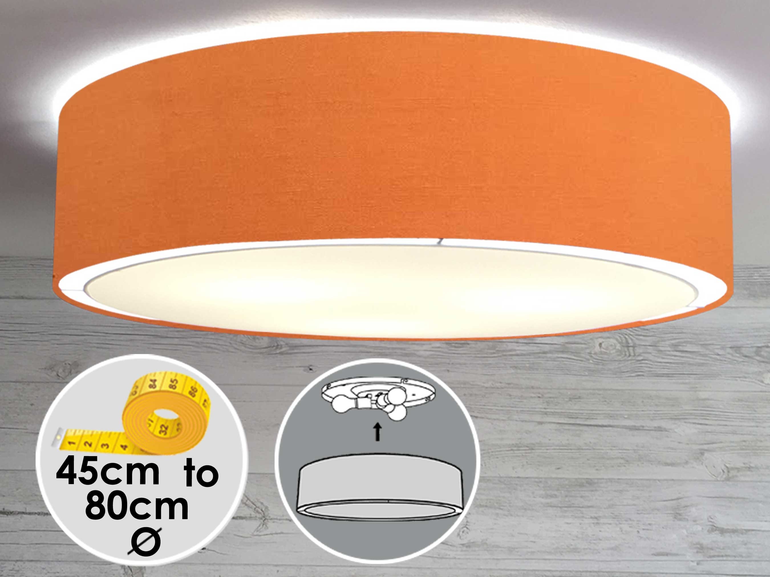 Orange Lamp Shade Flush Drum Light Shade Low Profile Ceiling