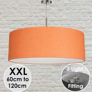 Extra Large Orange Ceiling Light – Oversized Drum Pendant 60–120cm | Modern Statement Lighting