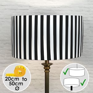 Black and White Pleated Drum Lampshade | Striped Lampshade | Ribbon Light Shade | Table Lampshade | Standard Lampshade Drum Lamp Shade