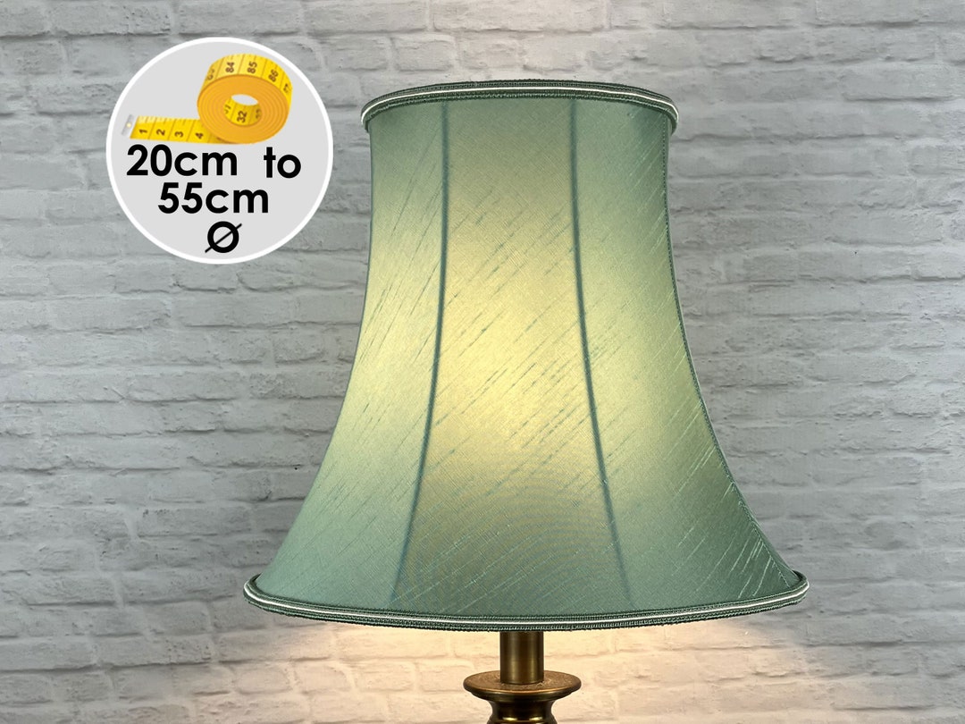 Green Faux Silk Retro Lampshade | Traditional Bell Shade | Vintage ...