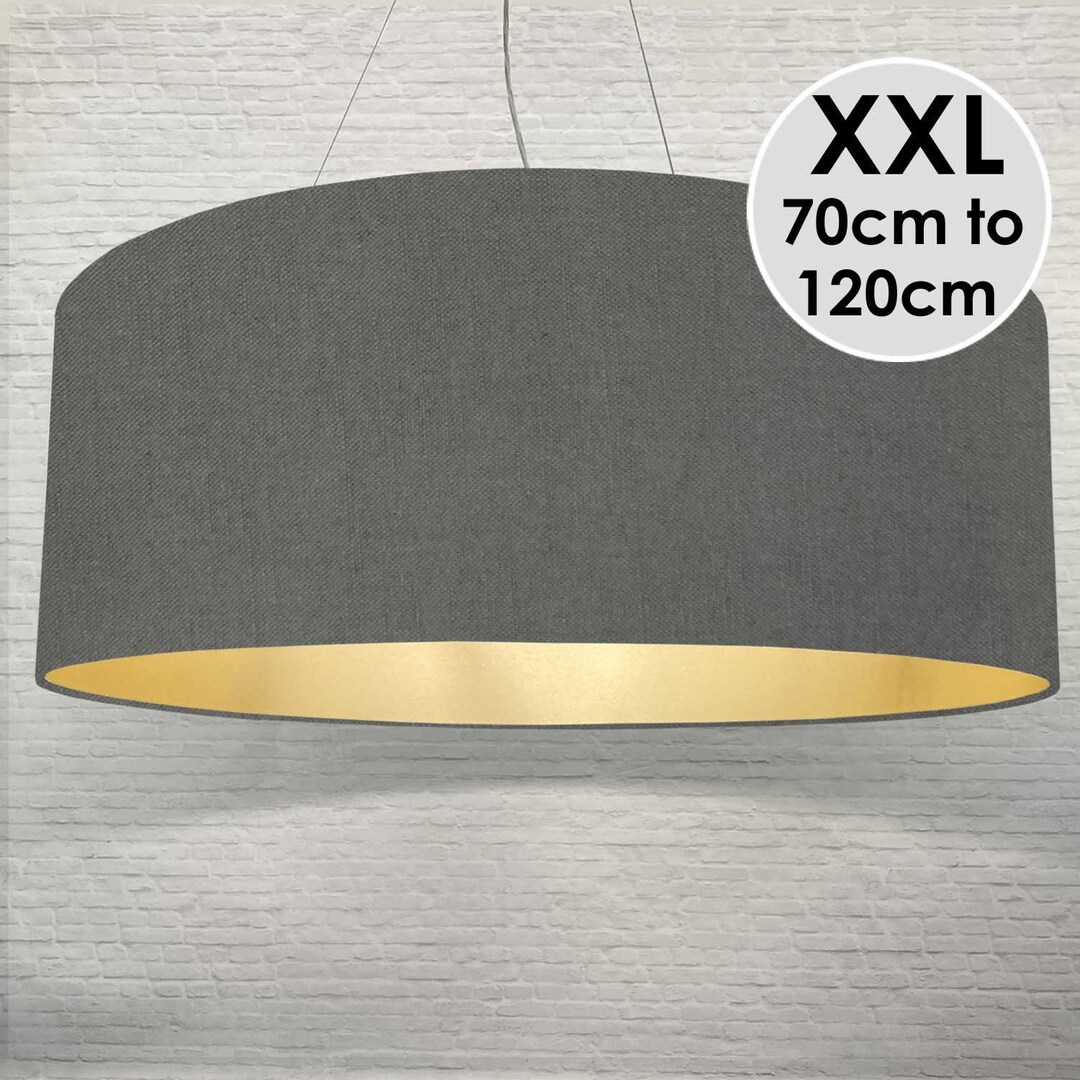 XL Grey and Gold Lampshade Extra Large Cylinder Lampshade XL Etsy UK
